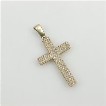 10kt Gold Diamond Cross Pendant