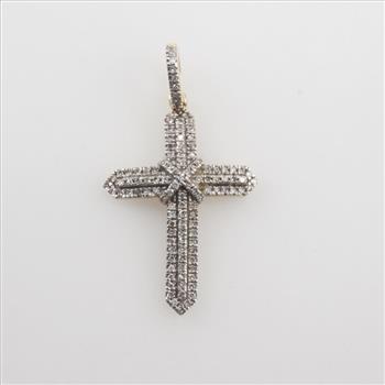 10kt Gold Diamond Cross Pendant