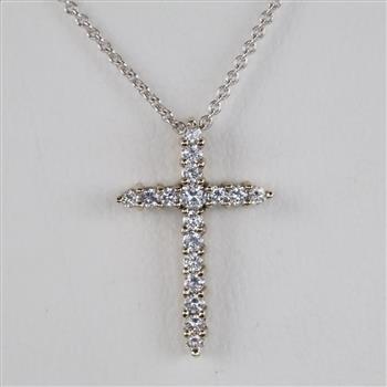 10kt Gold Diamond Cross Pendant With Necklace