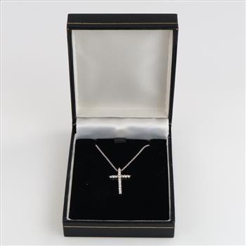 10kt Gold Diamond Cross Pendant With Necklace