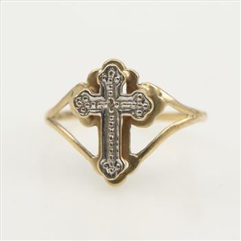 10kt Gold Diamond Cross Ring