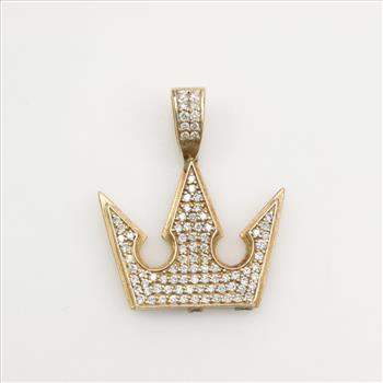 10kt Gold Diamond Crown Pendant