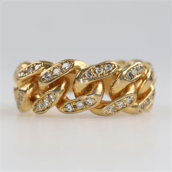 10kt Gold Diamond Curb Link Style Ring