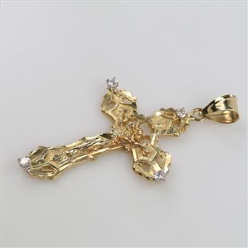 10kt Gold Diamond Filigree Religious Pendant
