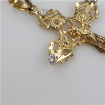 10kt Gold Diamond Filigree Religious Pendant