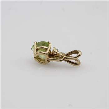 10kt Gold Diamond Green Stone Heart Pendant