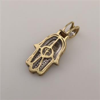 10kt Gold Diamond Hamsa Hand Pendant