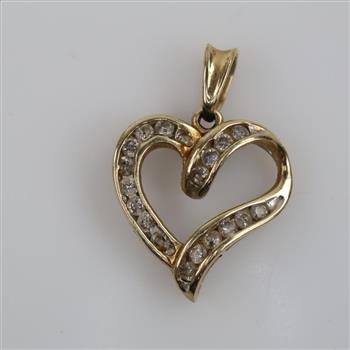 10kt Gold Diamond Heart Pendant