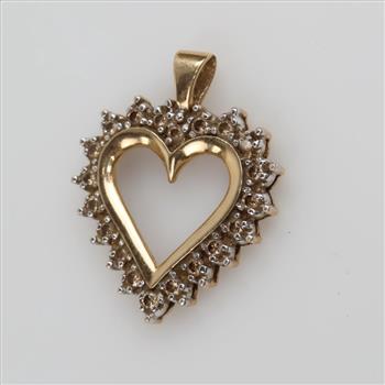 10kt Gold Diamond Heart Pendant