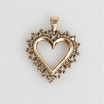 10kt Gold Diamond Heart Pendant