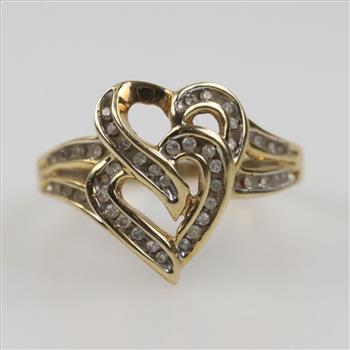 10kt Gold Diamond Heart Ring