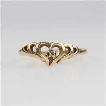 10kt Gold Diamond Heart Ring