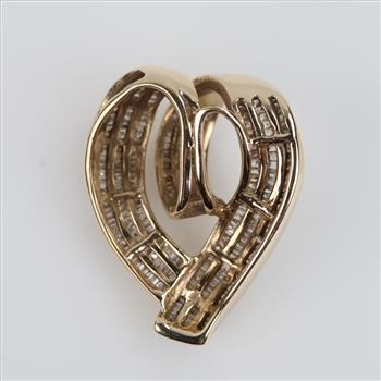 10kt Gold Diamond Heart Slide Pendant, Evaluated By Our Certified Gemologist-AGS/GIA