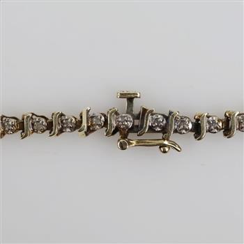 10kt Gold Diamond Hollow Link Tennis Bracelet