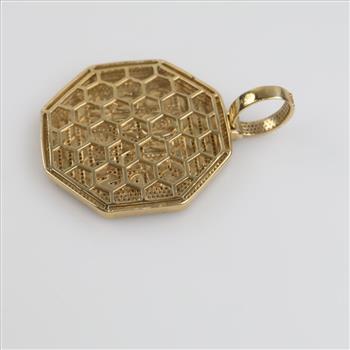 10kt Gold Diamond Hollow Pendant