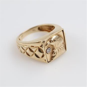 10kt Gold Diamond Hollow Signet Ring