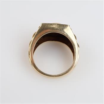 10kt Gold Diamond Hollow Signet Ring