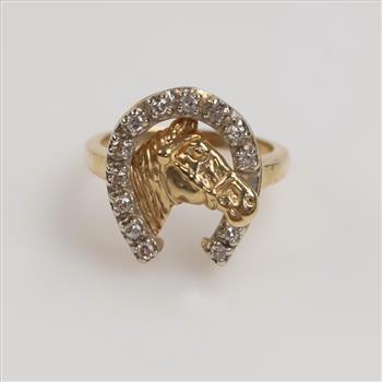 10kt Gold Diamond Horse Shoe Ring