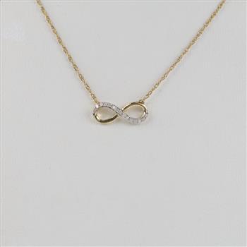 10kt Gold Diamond Infinity Pendant Necklace