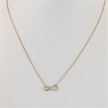 10kt Gold Diamond Infinity Pendant Necklace