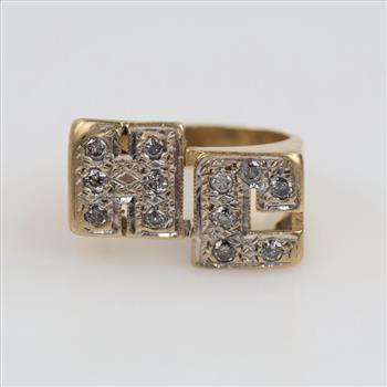 10kt Gold Diamond Initial Ring