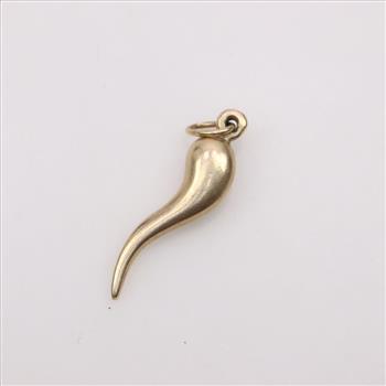 10kt Gold Diamond Italian Horn Pendant