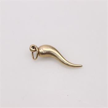 10kt Gold Diamond Italian Horn Pendant
