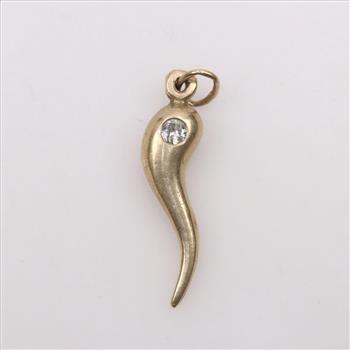 10kt Gold Diamond Italian Horn Pendant