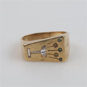 10kt Gold Diamond Multi-color Stone Ring