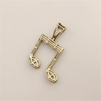 10kt Gold Diamond Musical Note Pendant