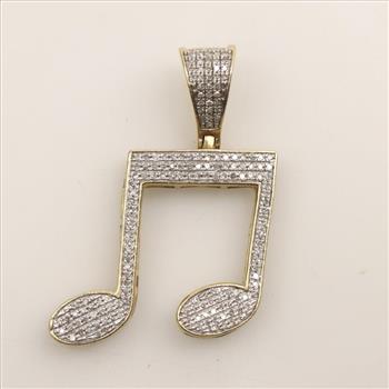 10kt Gold Diamond Musical Note Pendant