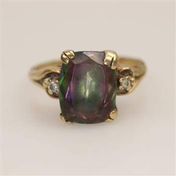 10kt Gold Diamond Mystic Topaz Ring