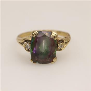 10kt Gold Diamond Mystic Topaz Ring