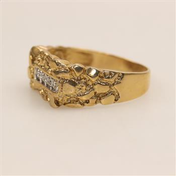 10kt Gold Diamond Nugget Ring