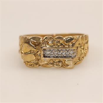 10kt Gold Diamond Nugget Ring