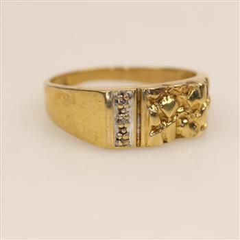 10kt Gold Diamond Nugget Ring