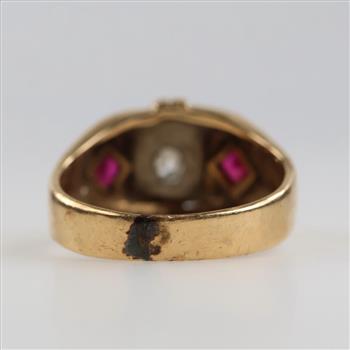 10kt Gold Diamond Pink Stone Accent Ring