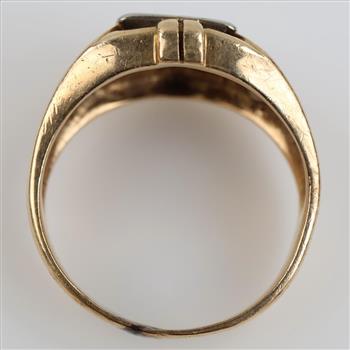 10kt Gold Diamond Pink Stone Accent Ring