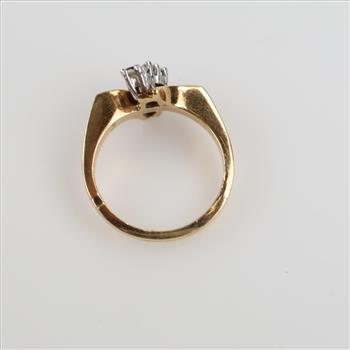 10kt Gold Diamond Pink Stone Accent Ring