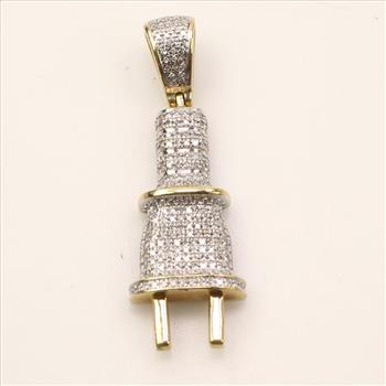 10KT Gold Diamond Plug Pendant