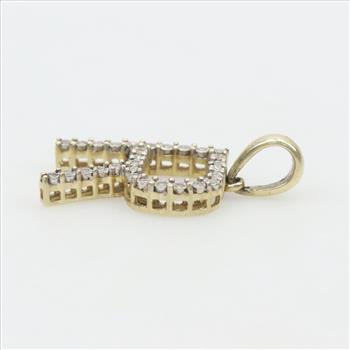 10kt Gold Diamond R Pendant