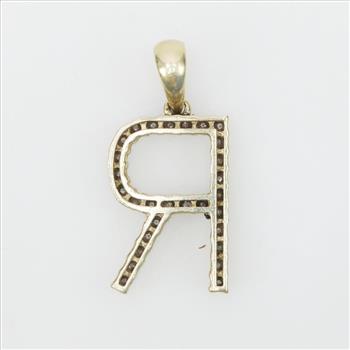 10kt Gold Diamond R Pendant