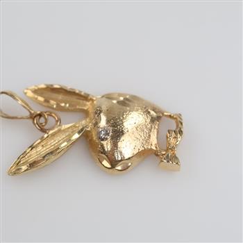 10kt Gold Diamond Rabbit Pendant