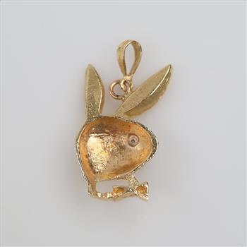 10kt Gold Diamond Rabbit Pendant