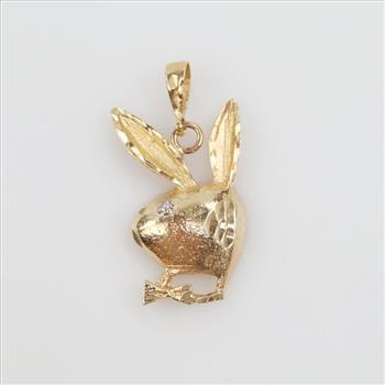 10kt Gold Diamond Rabbit Pendant