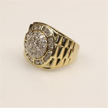 10kt Gold Diamond Rolex Style Signet Ring