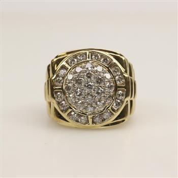 10kt Gold Diamond Rolex Style Signet Ring