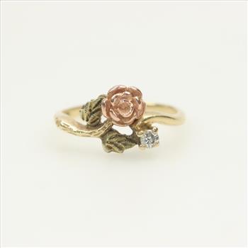 10kt Gold Diamond Rose Ring