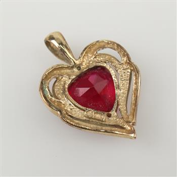10kt Gold Diamond Ruby Heart Pendant