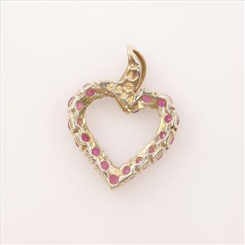 10kt Gold Diamond Ruby Heart Pendant